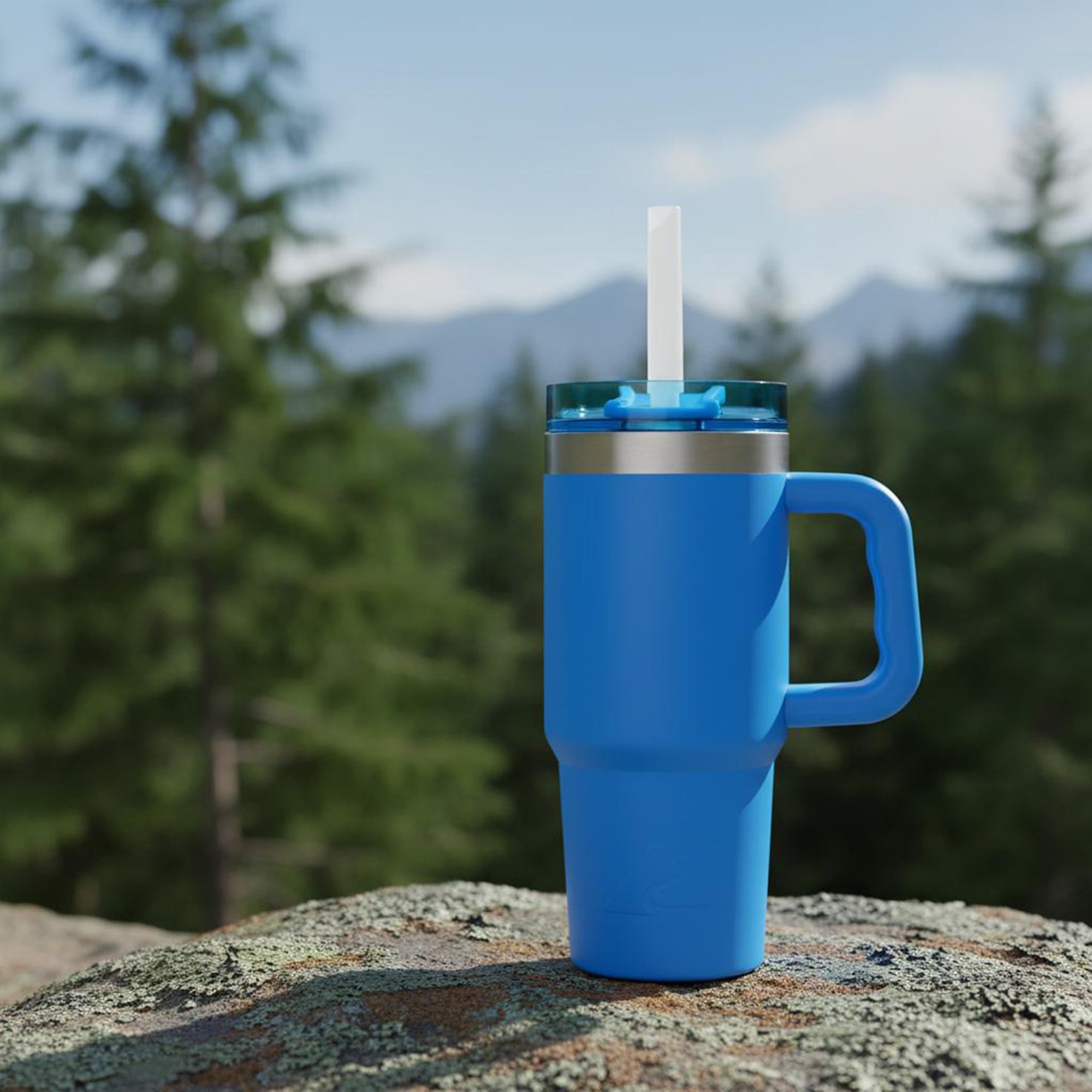 Ozark Trail 18 oz Insulated Stainless Steel Tumbler With Handle, Electric Blue