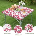 thumbnail image 4 of Red Daisy Flower Green Centers Pattern Square Fitted Tablecloth with Elastic Edge,Square Table Cover,Washable Elastic Table Cover for Home Kitchen Party Decor 34"x34", 4 of 6