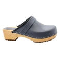 thumbnail image 2 of BJORK Maja Wood Open Back Grey Leather Clogs, 2 of 8