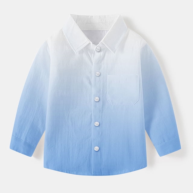 YUNAFFT Unisex Kids Uniform Shirt Gradual Color Pockets Long Sleeve Stretch Comfy 6M-8Y