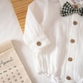 thumbnail image 5 of Ulanda Fall Outfit Newborn Baby Boy Gentleman Long Sleeve Bow Tie Romper Plaid Suspender Pants 2Pcs Christmas Clothes Set (Green, 12-18 Months), 5 of 9