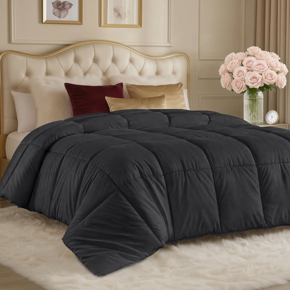 Utopia Bedding Comforters Twin Size, All Season Duvet Insert, Down Alternative Box Stitched Bed Comforter with Corner Tabs, Machine Washable (Grey)