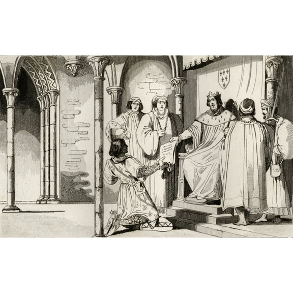 Posterazzi DPI1861216 Charles Iv the Fair 1294 to 1328 Receives A Plea At Court From Histoire De France by Colart Published Circa 1840 Poster Print, 18 x 11