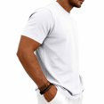 thumbnail image 5 of Men's Summer Vintage Solid Crewneck T-Shirt, Short Sleeve Textured Stretch Casual Tee, Loose Breathable Vacation Daily Wear, Big and Tall Sizes S-3XL White, 5 of 9