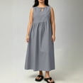 thumbnail image 5 of Elvqul Dresses for Women Elbow-Length Crewneck Womens Dresses Plus Size Solid Pullover Long Dresses Chic, 5 of 8