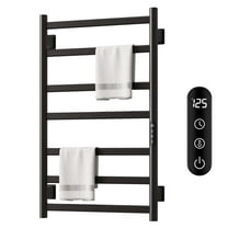 SIOYIE Towel Warmer Bathroom Wall Mounted 6 Bars Electric Towel Drying, 150 W 500 × 800 MM Heated Towel Rack with Intelligent Touch Screen Timer And Temperature Control Black Right