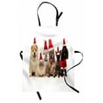 thumbnail image 1 of Dog and Cat Apron, Team of 6 Pets Wearing Santa Hats Panting, Unisex Kitchen Bib with Adjustable Neck for Cooking Gardening, Adult Size, White Multicolor, by Ambesonne, 1 of 4