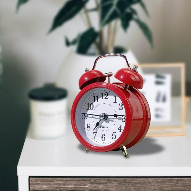 Reloj despertador con alarma fuerte esfera luminosa retro retroiluminacion que no hace tictac reloj analogico para adolescentes y ninos que duermen Rojo Bodega Aurrera en linea