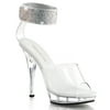 Womens 5 Inch Clear Heels Dress Shoes with Rhinestone Embellished Ankle Cuff