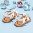 thumbnail image 6 of newwalpole Girls Open Toe Princess Flat Sandals with Comfort Sole Summer Sandals White for Size 11, 6 of 8