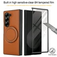 thumbnail image 2 of ELEHOLD For Samsung Galaxy Z Fold 7 Case, Faux Leather Shock-Absorbent Magnetic Ring Kickstand Anti-Scratch Protective Case Cover with Screen Protector Included, Brown, 2 of 8