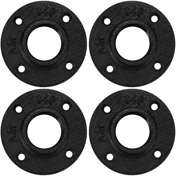 1"" Black Floor Flange Home TZH 4 Pack Malleable iron Pipe Flange for Industrial vintage style Flanges with Threaded Hole for DIY Project/Furniture/Shelving Decoration (4 1 Inch)