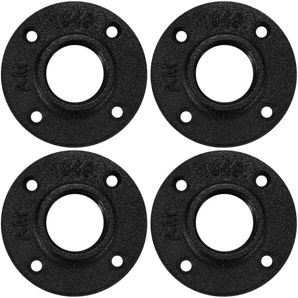 1"" Black Floor Flange Home TZH 4 Pack Malleable iron Pipe Flange for Industrial vintage style Flanges with Threaded Hole for DIY Project/Furniture/Shelving Decoration (4 1 Inch)