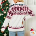 thumbnail image 4 of Herrnalise Women's Knitted Crop Tops Round-Neck Christmas Print Recreational Pullover Knitting Sweater Long Sleeve Tops Pullover Jumper Sweaters, 4 of 9