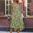 thumbnail image 4 of Ovzne Robes pour Femmes Robe de Plage Imprimée Sans Manches avec Poches Ourlet Irrégulier Col Rond Robe Imprimée en Solde, 4 of 5