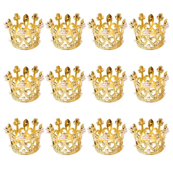 Raindrops Golden Pearl Crown Napkin Rings for Decoration Zinc Alloy Table Napkin Buckle 12 Pieces