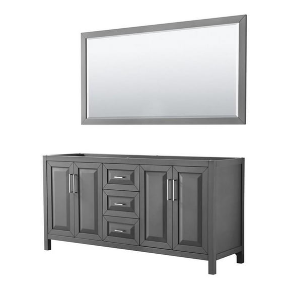 Wyndham Collection Daria 72" No Sink Wood Double Bathroom Vanity in Gray/Chrome