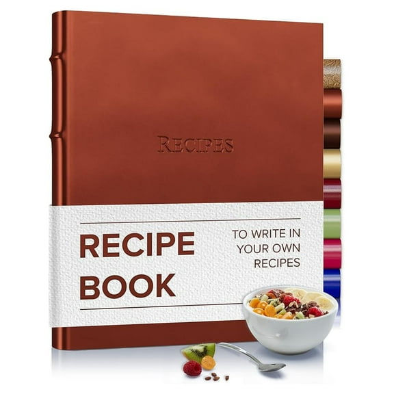 Recipe book to write in your own recipes - 3 Ring Recipe Binder With Plastic Sleeves, Blank, 25 Pocket Pages and Cards, Fillable - Freeport Metallic Copper - 9.25 x 8 "