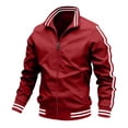 thumbnail image 7 of Yungyresw Striped Jacket Contrast Trim Track Jacket Ribbed Hem Men's Coat Solid Color for Sports Autumn Wear, 7 of 7