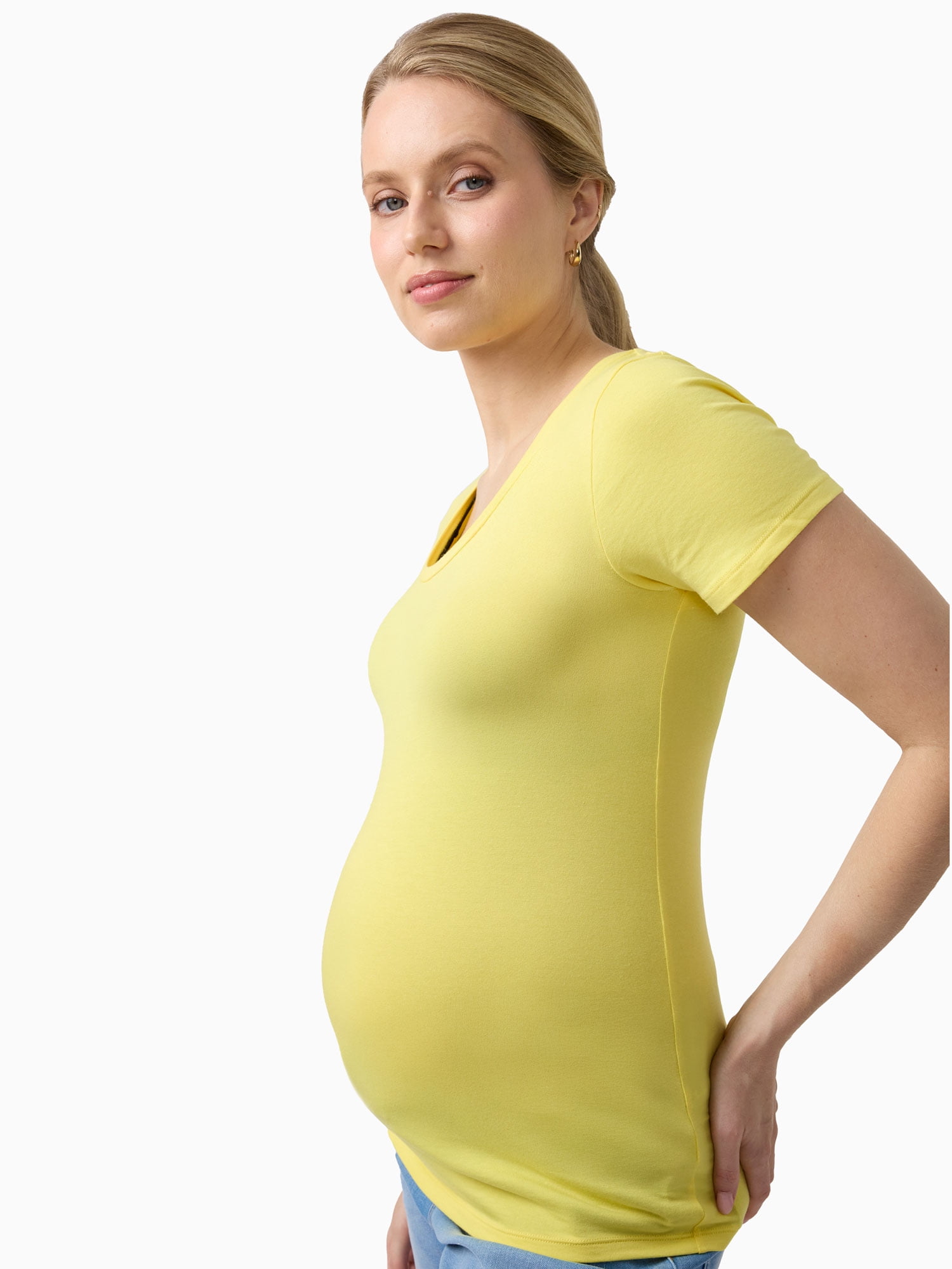 Ingrid & Isabel For Every Belly Women's Maternity Short Sleeve Fitted Scoop Tee, Sizes S-XXL