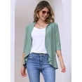 thumbnail image 3 of DARING DIVA Womens Open Front 3/4 Sleeve Draped Ruffles Eyelet Cardigans S Grey Green, 3 of 6