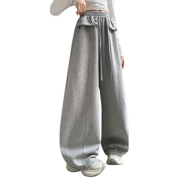 TIREOW Girls Wide Leg Sweatpants Elastic High Waist Baggy Sweat Pants Kids Fashion Lightweight Casual Loose Fit Pants