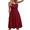 thumbnail image 1 of TopLLC Robe d'Été pour Femme Décontractée Midi, Robe Soleil à Bretelles Spaghetti avec Boutons et Poches, Robes Grande Taille pour Femmes, 1 of 6