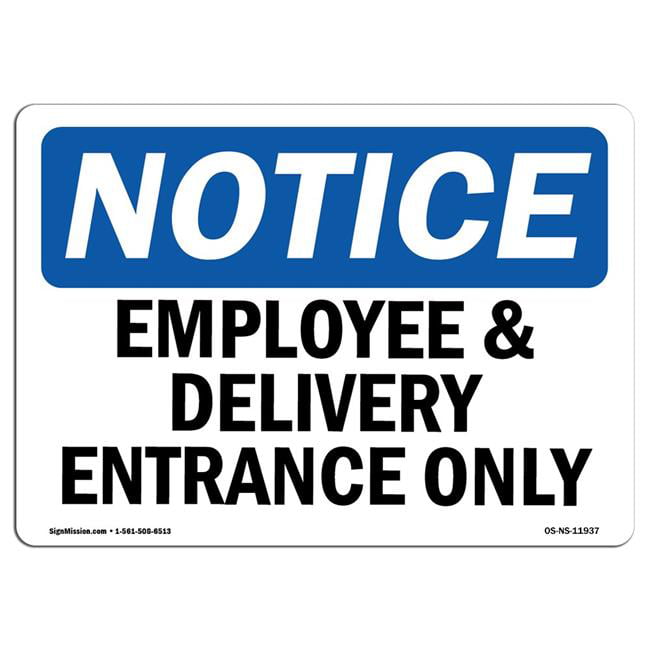 Entrance White Black Green Print Notice Customer Employee Business Store Horizontal Door Sign