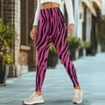thumbnail image 4 of COEQINE Women Full-Length Yoga Pants with Pockets High Waisted Tummy Control 4-Way Stretch Athletic Leggings Pink Zebra Print Buttery Soft No See Through Tights, L, 4 of 7