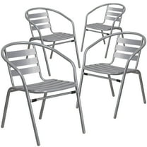 XYTREW Commercial Outdoor Patio Chairs – Set of 4 Silver Stackable Metal Dining Chairs for Restaurant, Café, Garden, Bistro, Indoor & Outdoor Use