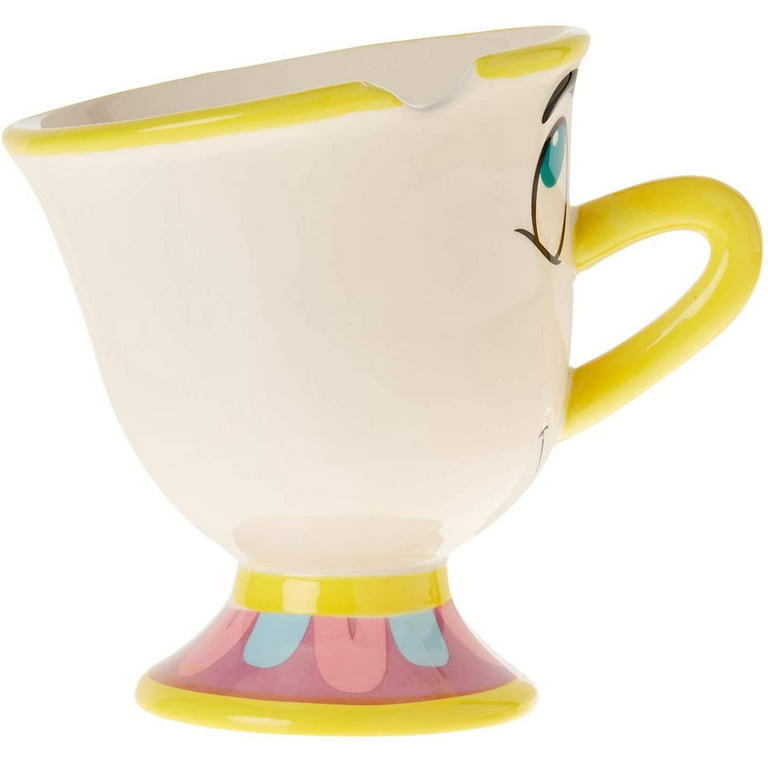 Disney Park Chip Tea Cup Coffee Mug Beauty And Beast Souvenir Gold White  Pink