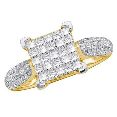Dazzlingrock Collection 1.00 Carat (ctw) 14K Princess & Round Cut Diamond Bridal Engagement Ring 1 CT, Yellow Gold, Size 5