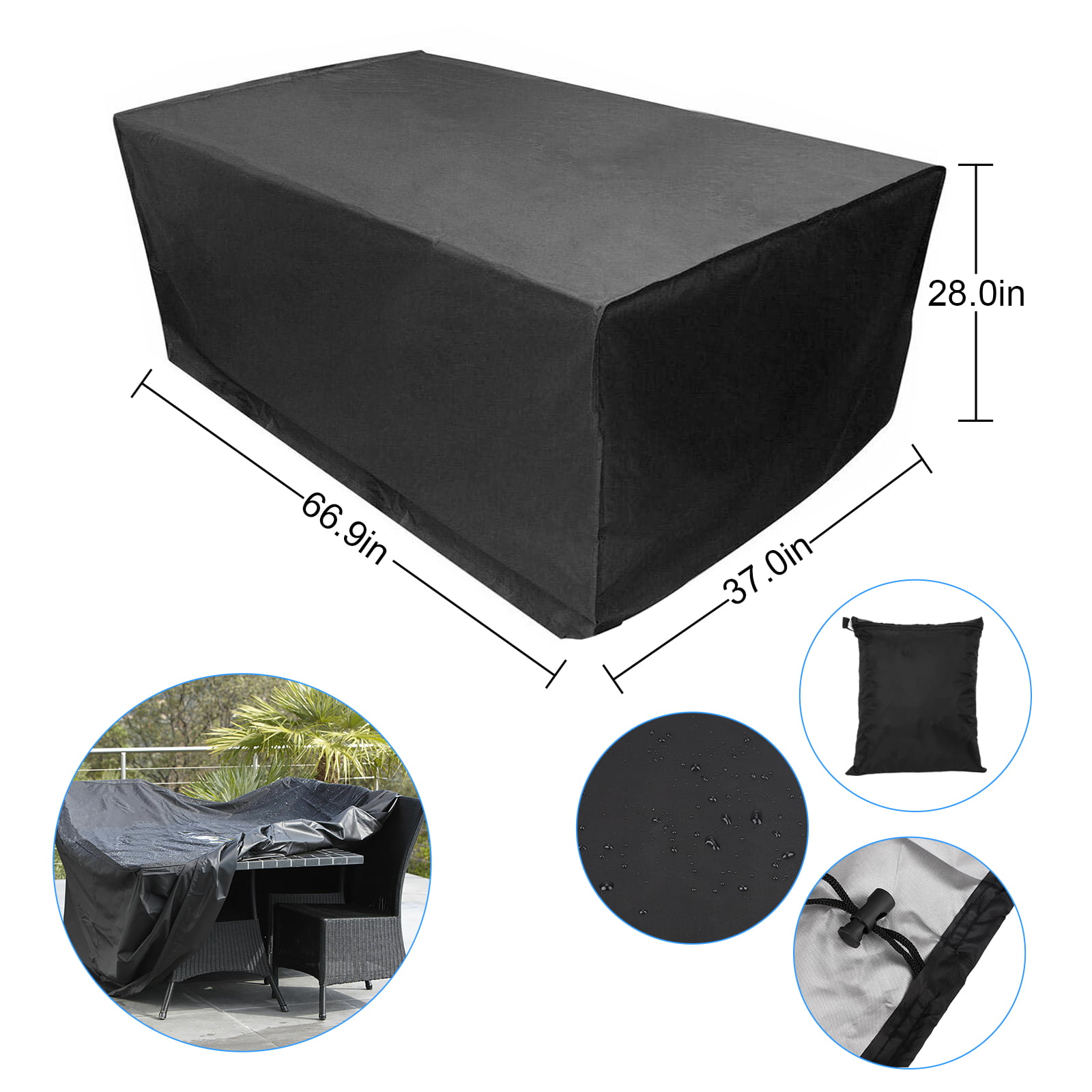 Waterproof Garden Oxford Outdoor Furniture Cover Rectangular Dustproof Black AU 