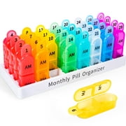 Zoksi Monthly Pill Organizer 2 Times a Day, One Month Pill Box with AM and PM, 30 Day Medicine Container with 31 Portable Compartments for Daily Vitamin or Supplements
