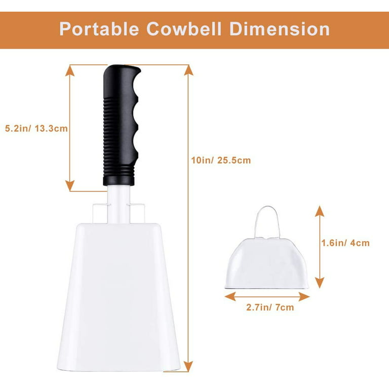 Cowbells 2pcs,Steel Cow Bell 8 inch with Handle,Cheering Hand Bell for  Sports Events,Football Games,Party,Farm,Hand Chimes Percussion Musical