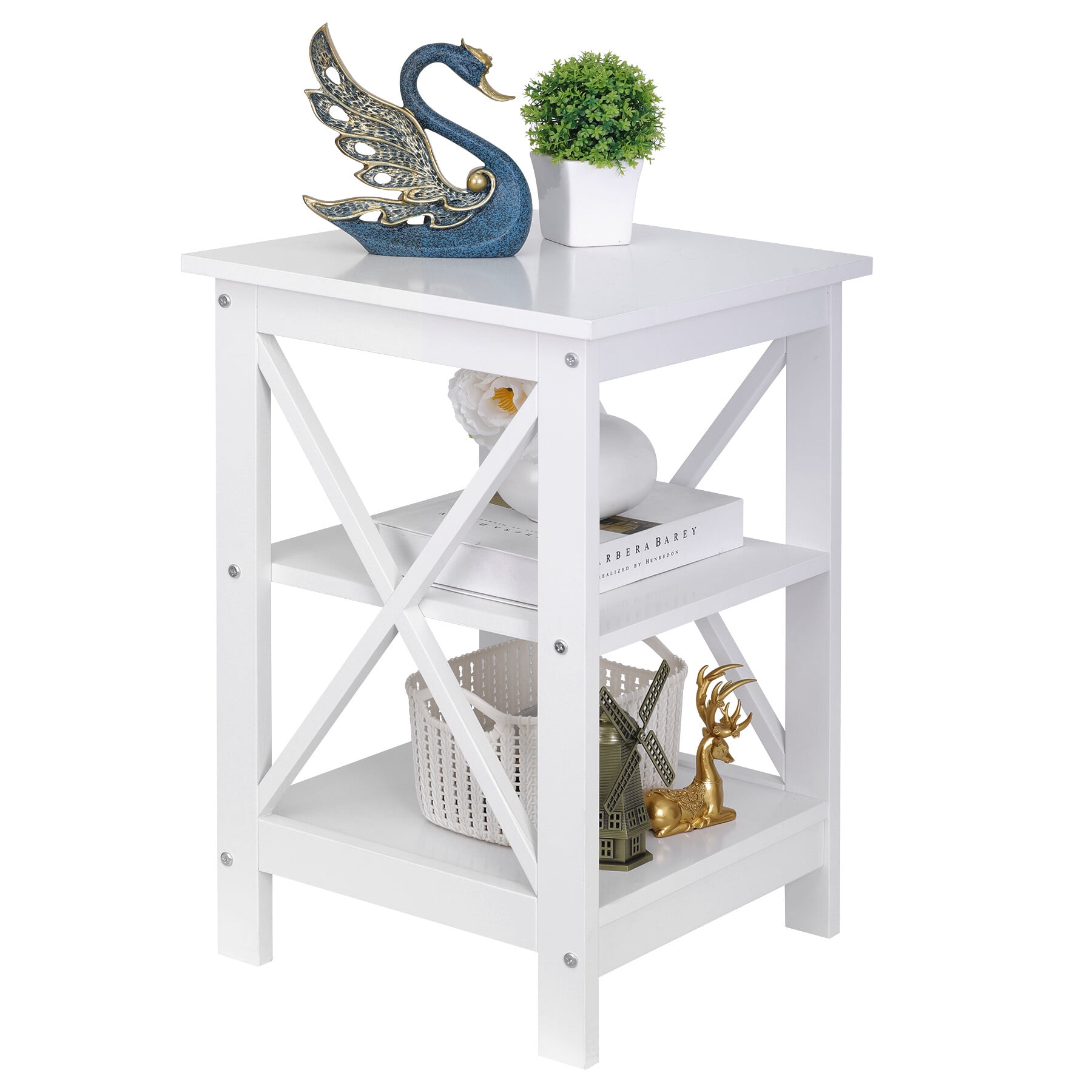 ZENSTYLE MDF 3 Tier X-Design End Table Rack, White - Walmart.com