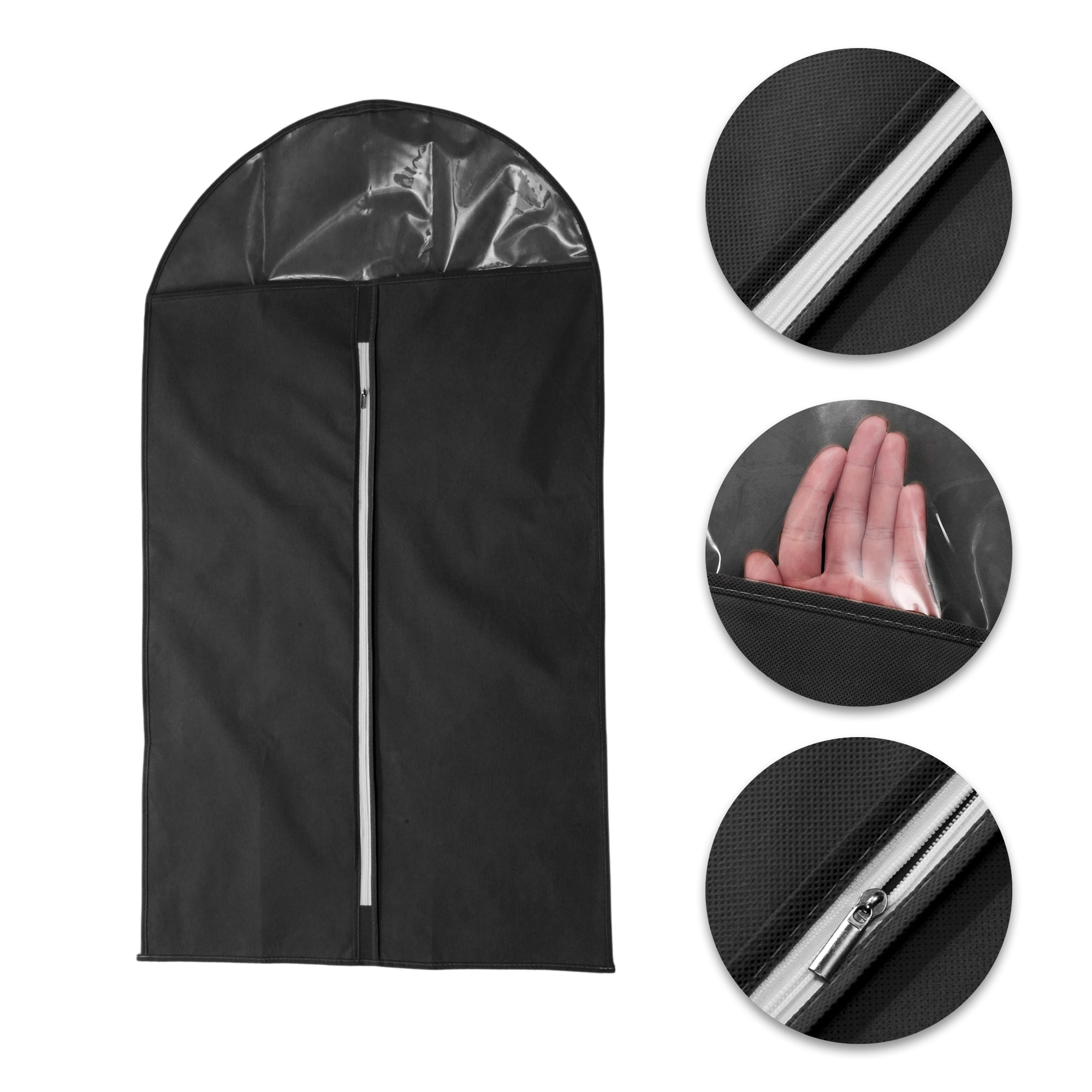 Unique Bargains 3 Pcs Dustproof Thickened Garment Bag Black 43.31"x23.62"
