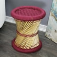 thumbnail image 5 of Natural Geo Moray Decorative Handwoven Jute Stool in Maroon (Set of 2), 5 of 5