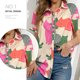 thumbnail image 2 of Camisas De Mujer Camiseta con botones de verano Blusa con estampado europeo para mujer Ropa femenina (Gris M) Cgtredaw para Mujer Gris T L, 2 of 6