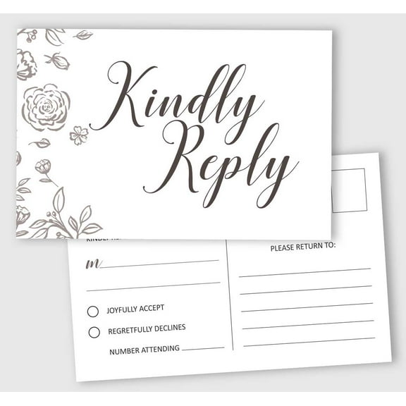 Inkdotpot 50 Blank RSVP Cards,RSVP Postcards No Envelopes Needed,Floral Print Response Card,RSVP For Wedding,Baby Shower,Bridal Shower