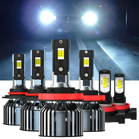 For Nissan Titan 2017-2019 Upgraded 9005 H11 Led Headlights Bulb H11 LED Fog Light,18000LM 600% Brighter,6500K Cool White LED High Beam Low Beam Fog Light Conversion Kits