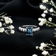 thumbnail image 6 of Rosec Jewels London Blue Topaz Solitaire Ring with Diamond Side Stones for Women - 6X8 mm, 10K White Gold, US 5.00, 6 of 9