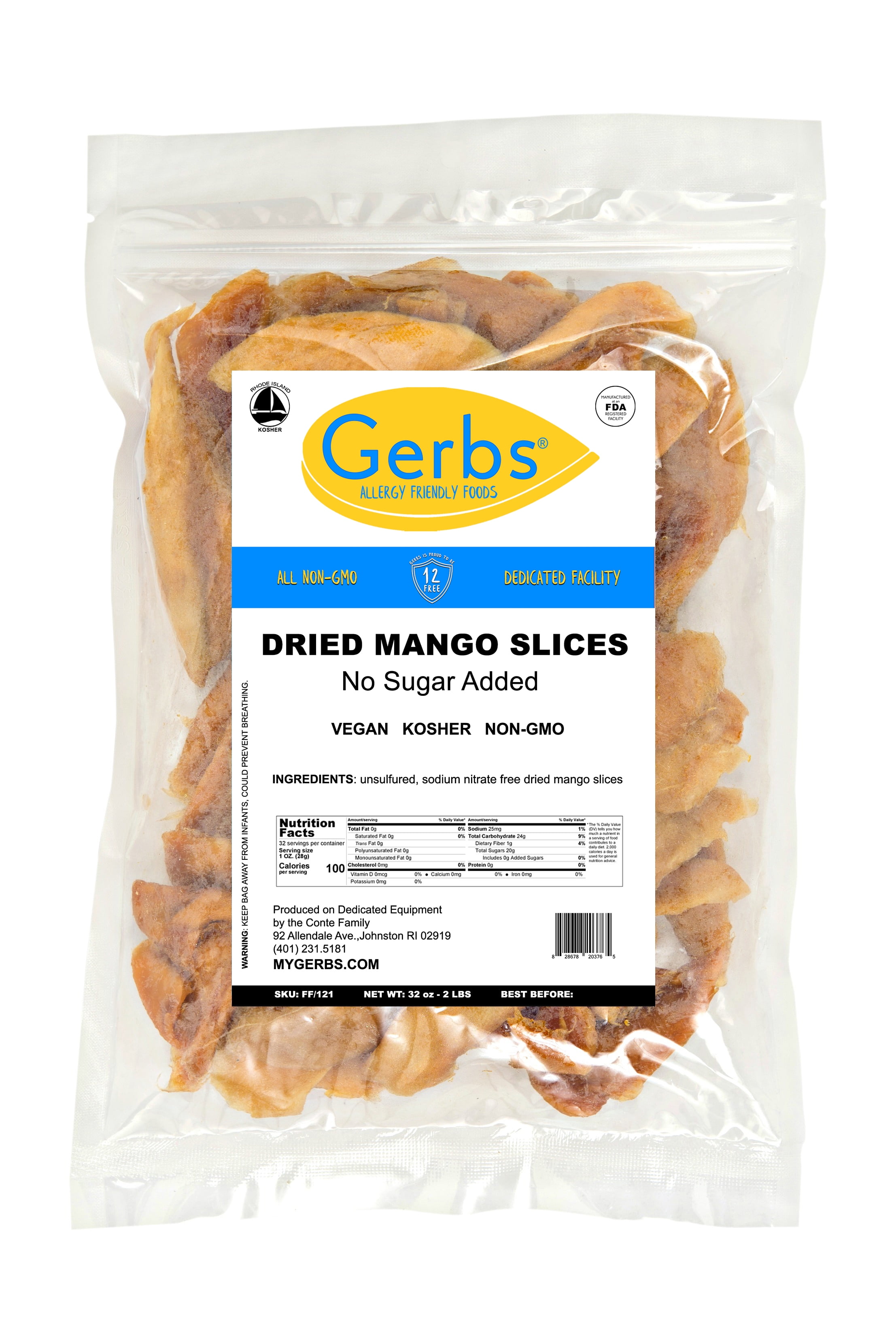 Buy GERBS Unsweetened Dried Mango Slices, 32 ounce Bag, Unsulfured