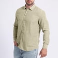 thumbnail image 6 of VSSSJ Linen Shirts for Men Regular Fit Long Sleeve Blouse Button Down Dress Shirts Vintage Turndown Collar Wedding Hawaiian Shirt Khaki XXXL, 6 of 6