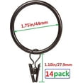 thumbnail image 2 of Set of 14 Curtain Rings with Clips, 1.75 Inch Inner Diameter, Fits Up to 1 1/2 Inch Rod, Oil Rubbed Bronze, 2 of 5