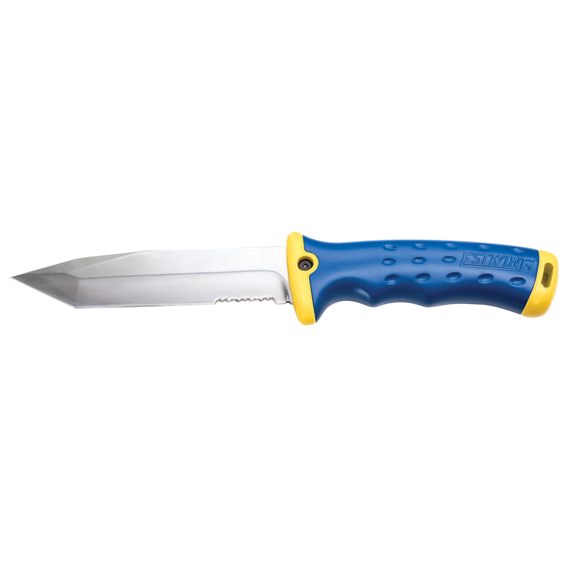 Estwing 42440 5.5 in Long Fixed Blade Tanto Point Hunting / Outdoor Knife, Blue/Yellow