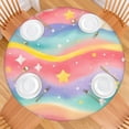 thumbnail image 2 of Dreamy Pastel Wave Pattern Round Fitted Tablecloth with Elastic Edge,Dining Table Cover Waterproof,Outdoor Round Tablecloth for Camping,Dining,Indoor and Outdoor, 2 of 7