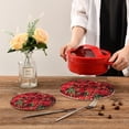 thumbnail image 7 of GZHJMY Christmas Red Flowers and Green Fir Trivets Pot Holders Set of 2, Hot Pads, Table Mats,Placemats Set for Cooking and Baking, Cotton Braided Hot Pads, 7.09"+9.45", 7 of 7