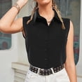 thumbnail image 4 of MESSUEN Sleeveless Tops Loose Tank Tops V-neck Raglan Women's Sleeveless Button Down Shirts Casual Work Blouses Solid Loose V Neck Tank Tops Basic Tops for Woman Women's Tops Black L, 4 of 8