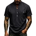 thumbnail image 4 of Landzoo Men'S T-Shirt Solid Color Short Sleeve Henley Tops Summer Casual Men Tees Size M Black, 4 of 9